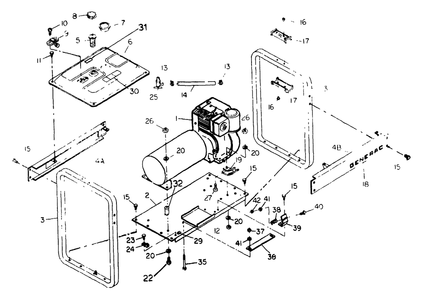 Mounting Base Diagram and Parts List for 8865-6-L4000  Briggs and Stratton Generator